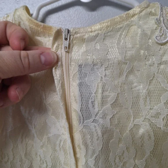 Gunne Sax Jessica McClintock Girls Lace Dress Toddler Formal Party Ivory Vintage